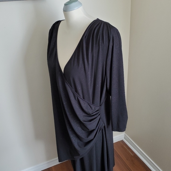 Penningtons V-Neck Trim Wrap Sparkly Dress Size 1X - Picture 4 of 11